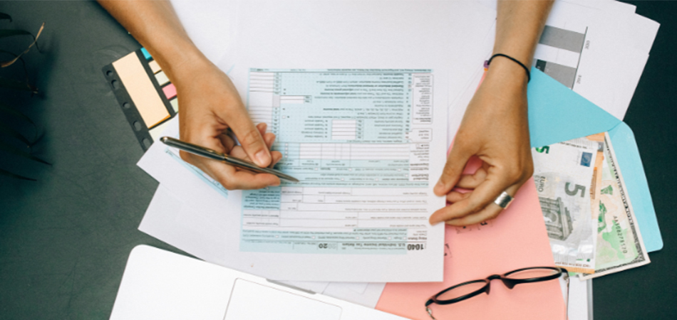 Person doing their year end tax