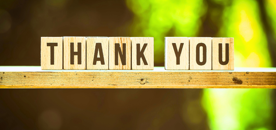 blocks that spelled out Thank You